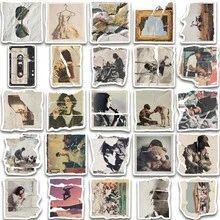 50pcs Vintage Torn Photo Stickers,Suitable For Decorating Tablet Cases, Water Cups, Tables, Waterproof Stickers - Multicolor - View 5