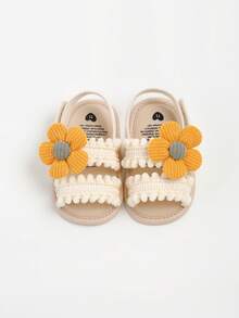 Infant Infant Girls Summer Sandals With Flower Soft Sole Newborn Toddler First Walker Crib Dress Shoes - Apricot - View 13