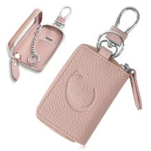 Personalized Leather Car Smart Key Case Remote Control Holder Key Chain Suitable For Men And Women Customizable Initial Name Gift Gifts For Women Mini Wallet - Pink - View 18