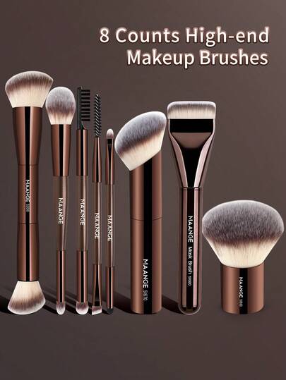 MAANGE Bộ cọ trang điểm chuyên nghiệp hai đầu bằng nhôm 3/5/8/11 món, bộ cọ trang điểm du lịch di động, quà tặng phụ kiện trang điểm cho bạn bè, bao gồm cọ tán phấn mắt, cọ kẻ mắt, cọ kẻ lông mày, cọ chuốt mi và cọ chi tiết, sợi mềm mại, nhẹ nhàng cho da, thích hợp sử dụng tại nhà và khi đi du lịch, quà tặng cho phụ nữ và các cô gái, quà tặng khuyến mãi, bộ cọ trang điểm chuyên nghiệp, bộ trang điểm hoàn chỉnh.