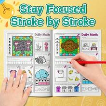Cuaderno de actividades de matemáticas diarias - Práctica mixta con habilidades numéricas y cálculos, páginas divertidas de colorear por matemáticas, problemas de palabras y tareas lógicas, ejercicios claros paso a paso, desarrolla el sentido numérico, el enfoque y la confianza - Matemáticas diarias - Ver 7