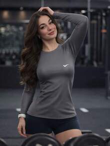 Kit Of 2 Women's Thermal Shirts With UV 50+ Sun Protection - Xanh navy và xám - Xem 3