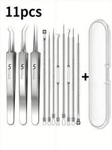 8pcs/11pcs German Super Sharp Pimple Tweezers, Blemish Needle Set For Pimple And Blackhead Removal - Professional Beauty Tool For Facial Care - Multicolor - View 4