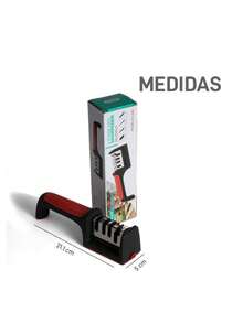 Afilador de cuchillos para cocina con 3 ranuras y una más para las tijeras - Negro - Ver 3