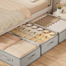 1pc Foldable Clothes Blanket Storage Bag, Large Capacity Waterproof Under-Bed Storage Bag, Transparent Top Cover, Dual-Zipper, Handles On Both Sides, Suitable For Under-Bed, Wardrobe, Cabinet Top Storage, Shoes, Clothes, Blankets, Super Large Storage Space, Essential Home Organization, Valentine's Day Gift, Easter Storage - Multicolor 1 - View 3