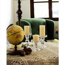 3pcs European Roman Column Glass Candle Holders Set, DIY Aromatherapy Candle Stands, Easy Photo Prop Cards, Suitable For Wedding, Valentine's Day, Birthday, Proposal And Other Occasions, Can Be Used As Decorations - Transparent - View 5