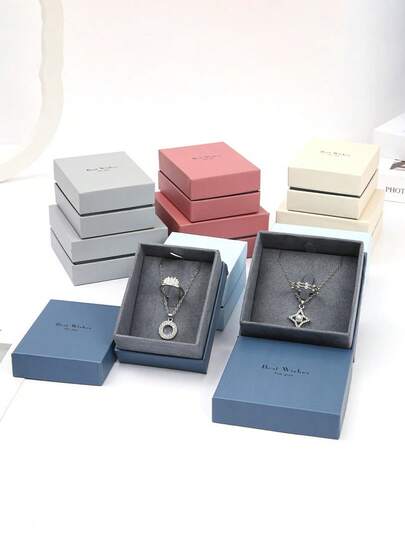 “美好祝愿”天鹅绒内衬珠宝礼盒 - 戒指、项链及小饰品收纳盒，节日及周年纪念礼品包装