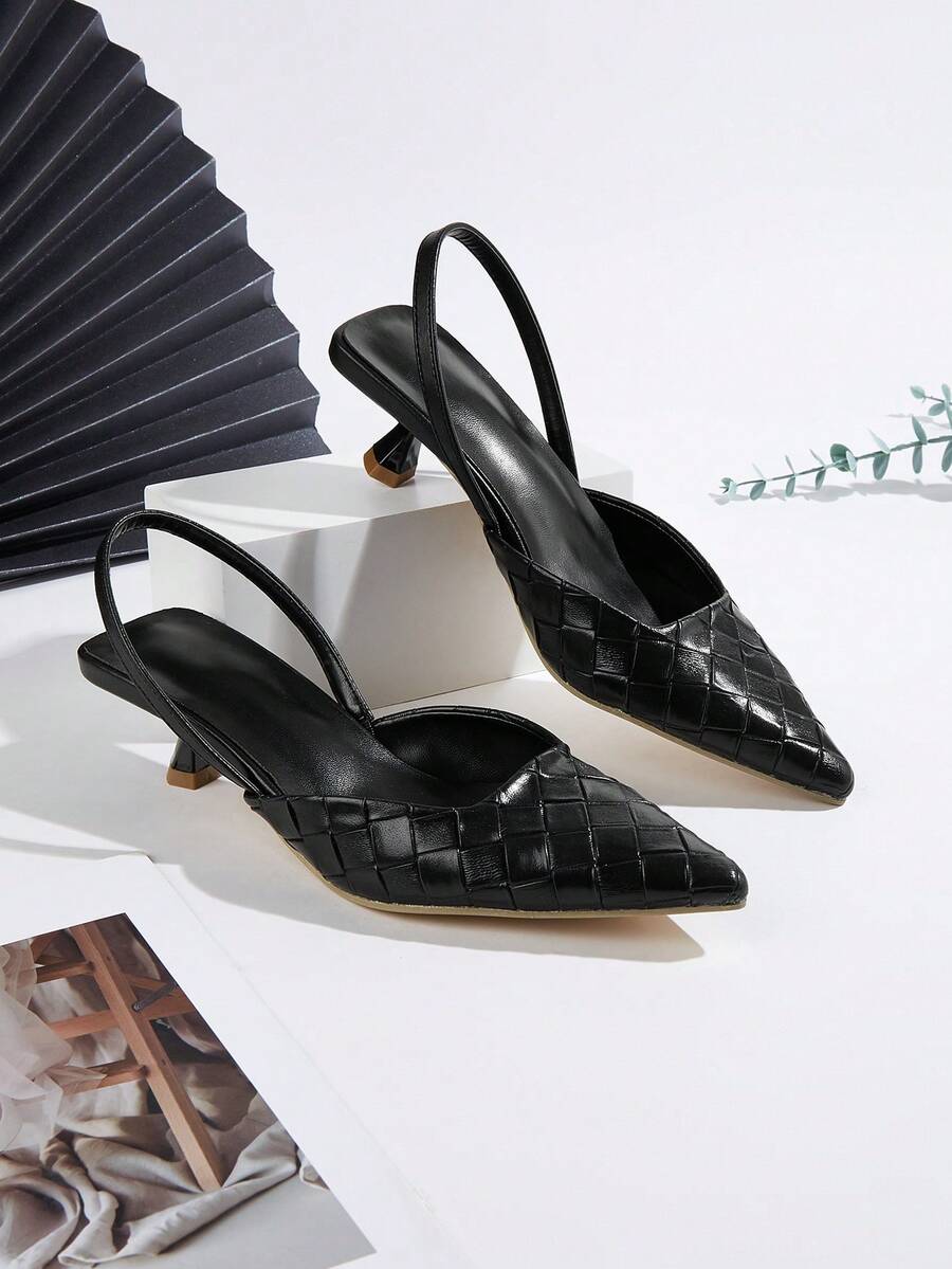 2024年女士新款时尚优雅后系带小众鞋（不对称鞋面） - 黑色 - 查看 1