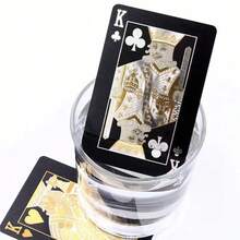 Cartas de juego de plástico creativas en negro y dorado, impermeables y plegables de PVC, adecuadas para póquer, mahjong, trucos de magia - Multicolor - Ver 4