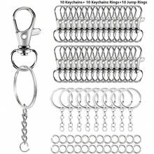 30/60pcs Stainless Steel Swivel Snap Hook Keychain Split Rings And Jumprings Bulk Keychain Lanyards, DIY Metal Keychain Making Kit, DIY Keychain Bag Pendant Craft Supplies - Small Keychain Set - View 21