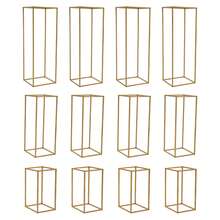 SHIOUCY 12 Pcs Metal Flower Stand, Wedding Centerpieces, Pillar Rectangular Geometric Flower Rack For Event Party Decor - Gold - View 12