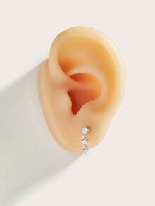 1pc Fashionable Minimalist Elegant Diamond Stainless Steel Stud Earrings, Suitable For Women's Daily Wear - Diamond - View 4