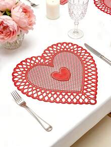 1-200pcs Gold Heart-Shaped PVC Placemats, Washable, Easy To Clean, Wipe-Clean, Non-Slip, Holiday Wedding Party Dining Table Decor - Multicolor - View 18