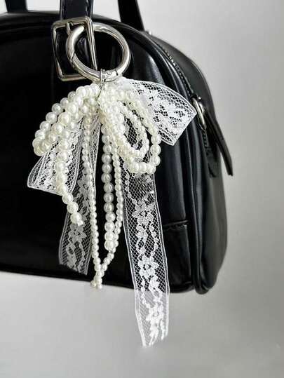Y2k Kawaii Cute And Simple Fashion Bead Pearl Bow, Bow Ribbon, Multifunctional Diy Keychain/Bag Pendant Set, Suitable For Couples, Ladies, Girls, And Best Friends To Wear Every Day When Going Out. Suitable Valentine's Day Gift, Ramadan Gift, Eid Gift, Easter Gift, Back-To-School Gift, Wedding Favor, Birthday Gift