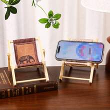 1件装木质沙滩椅手机支架，桌面平板电脑支架，摄影道具 - 推荐作为节日礼物、生日礼物、情人节礼物、完美礼物、送给她的礼物 - 彩色 - 查看 1