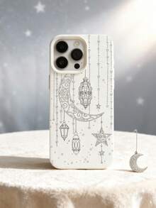A Hand-Drawn Star And Moon Patterned Black Line Design, Full-Coverage TPU Shockproof Protective Case Compatible With IPhone 13/16/17/15/14/13/12/11 - Beige - View 3