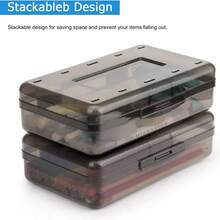 1pc Large Capacity Plastic Pencil Box, Transparent With Lid, Stackable Design, Fashionable Office Supply Storage Box - Black - View 5
