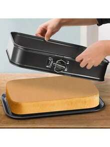 Rektangulär bakform, springform för cheesecake med avtagbar botten, non-stick, inkluderar oljepensel, lämplig för köksbakning av pannkakor, bröd, kakor, brownies, hushållsmiddags- och festtillbehör
