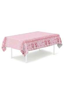 2pcs Pink Plastic Tablecloth, Disposable Tablecloth For Children's Birthday Party, Sparkling Diamond Pattern Tablecloth, Decorative Tablecloth For Girls' Birthday Party - Multicolor - View 6
