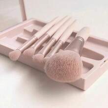 Makeup Brush Set With Mirror Multifunctional Loose Powder Brush Portable Box Blush Brush 5 Mirror Box Beauty Tools - Blue - View 4