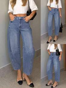 GILIPUR Loose Crescent Low-Waist Blue Y2K Women's Pants, Elegant Casual, European And American Street Style - Blue - View 11