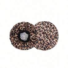 1 pieza Gorro de satén liso para dormir, gorro de dormir con estampado de leopardo - Amarillo - Ver 3