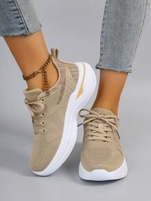 STEPREACH New Women Casual Sports Shoes, Mesh Breathable Comfortable Lightweight Non-Slip Slip-On Driving Shoes - Khaki - View 4