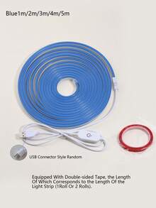 USB 柔性觸控調光 LED 霓虹燈條 1m/2m/3m/4m/5m 可調亮度 5V 環境照明燈條，適用於直播化妝鏡、浴室梳妝鏡、臥室居家裝飾氛圍燈 - 藍色 - 查看 11