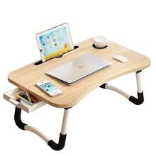 Lap Desk Bed Trays For Eating And Laptops Breakfast In Bed Tray For Sofa/Couch/Study/Reading/Writing With Cup Holder/Drawer On Low Sitting Floor Large Portable Foldable - Walnut - View 2