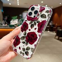 غطاء هاتف بطبعة وردة حمراء أنيقة متوافق مع أجهزة 17 16 15 14 13 12 11 Pro Max XS XR X 7 8 Plus SE2 SE3 16e، غطاء واقي مقاوم للصدمات بطبعة زهرية، هدية عيد الحب، هدية للصديقة، هدية احتفالية - متعدد الألوان - مشاهدة 8
