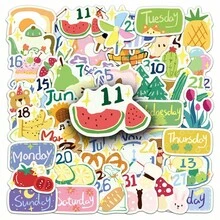 50pcs Hand-Painted Date & Month Stickers, Cartoon Minimalist Oil Painting Style Planner Stickers, Phone Case Stickers - 50 Original Daily Journal Slides - 1687X - View 10