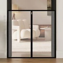 No Drill Pet Safety Fence - Portable Pet Isolation Net, No Drilling Installation, Space-Saving, Adjustable Height, Suitable For Dogs, Cats, And Other Pets, Ideal Choice For Pet Owners - Black Door Netting + - View 8