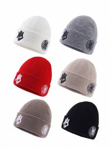 1顶男女通用时尚3D纽约刺绣针织帽，保暖针织帽，适合秋冬季日常佩戴 - A - 查看 8
