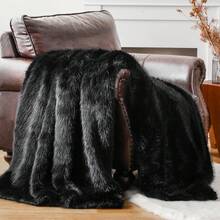 Luxury Fluffy Black Fur Throw Blanket, Soft Cozy Faux Fur Blanket For Couch Sofa Bed, Plush Warm Fuzzy Throws With Long Pile, Home Decor - 黑色 - 查看 1