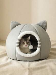 PETSIN 1 PC Cat Bed Kitten Bed, Washable Cat Beds For Indoor Cats, Super Soft Pet House For Puppy And Kitten With Anti-Slip Bottom - Grey - View 2