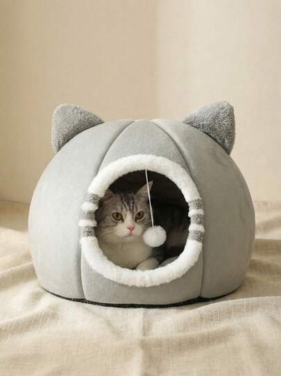 PETSIN 1 pieza Cama para gato, cama para gatitos, camas para gatos de interior lavables, casa para mascotas súper suave para cachorros y gatitos con fondo antideslizante