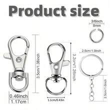 30/60pcs Christmas Keychain Swivel Clasp Hook Stainless Steel Split Key Rings And Jump Rings Bulk Keychain Lanyards, DIY Metal Keychain Making Kit, DIY Keychain Bag Pendant Craft Supplies