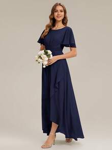 Elegant Chiffon Bridesmaid Dress Wedding Guest Gown For Wedding - Navy Blue - View 6