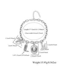 1件装经典时尚字母和西部牛仔靴吊坠不锈钢链手链，女士款 - 銀色 - 查看 2