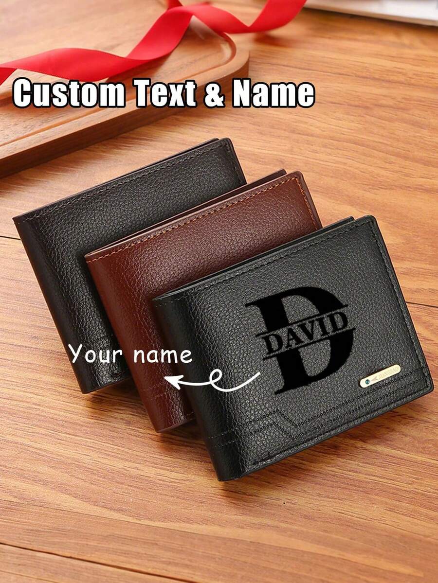 1pc Personalized Men's Wallet, Father's Day Gift, Customized With Photo And Name, Men's Birthday Present, Personalized Gift, School Supplies - Multicolor - View 1