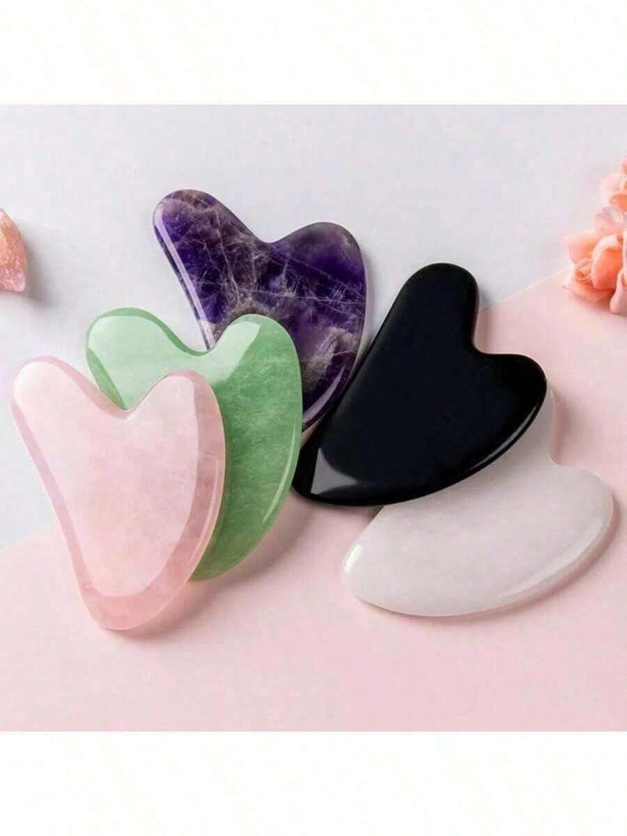 Natural Jade Gua Sha Massage Board, Rose Quartz Gua Sha Scraping Board, Jade Facial Massage Tool, Gua Sha Massage Tool Suitable For Face, Neck, Back And Body - 綠色 - 查看 1