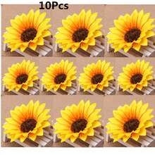 10 bông hoa hướng dương nhân tạo 7cm, mũ hoa cúc giả, phụ kiện tóc, trang trí vòng hoa cưới, trang trí nhà cửa, tiệc tùng, đạo cụ chụp ảnh. - Màu vàng - Xem 6