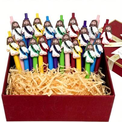 5/10支装趣味耶稣主题笔，图案可爱，适合作为派对礼物、课堂奖励、批量购买，也适合送给同事、团队成员，是趣味办公用品的理想之选。