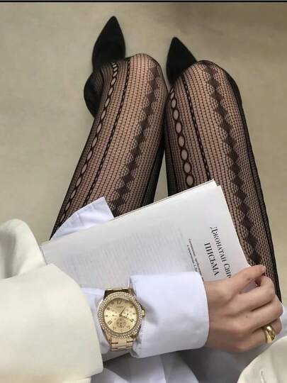 1 قطعة جوارب شبكية مقاس كبير للنساء، جوارب مخططة عمودية من الدانتيل الفرنسي، جوارب شبكية أنيقة بطراز بانك، مناسبة للأعياد والحفلات والسهرات