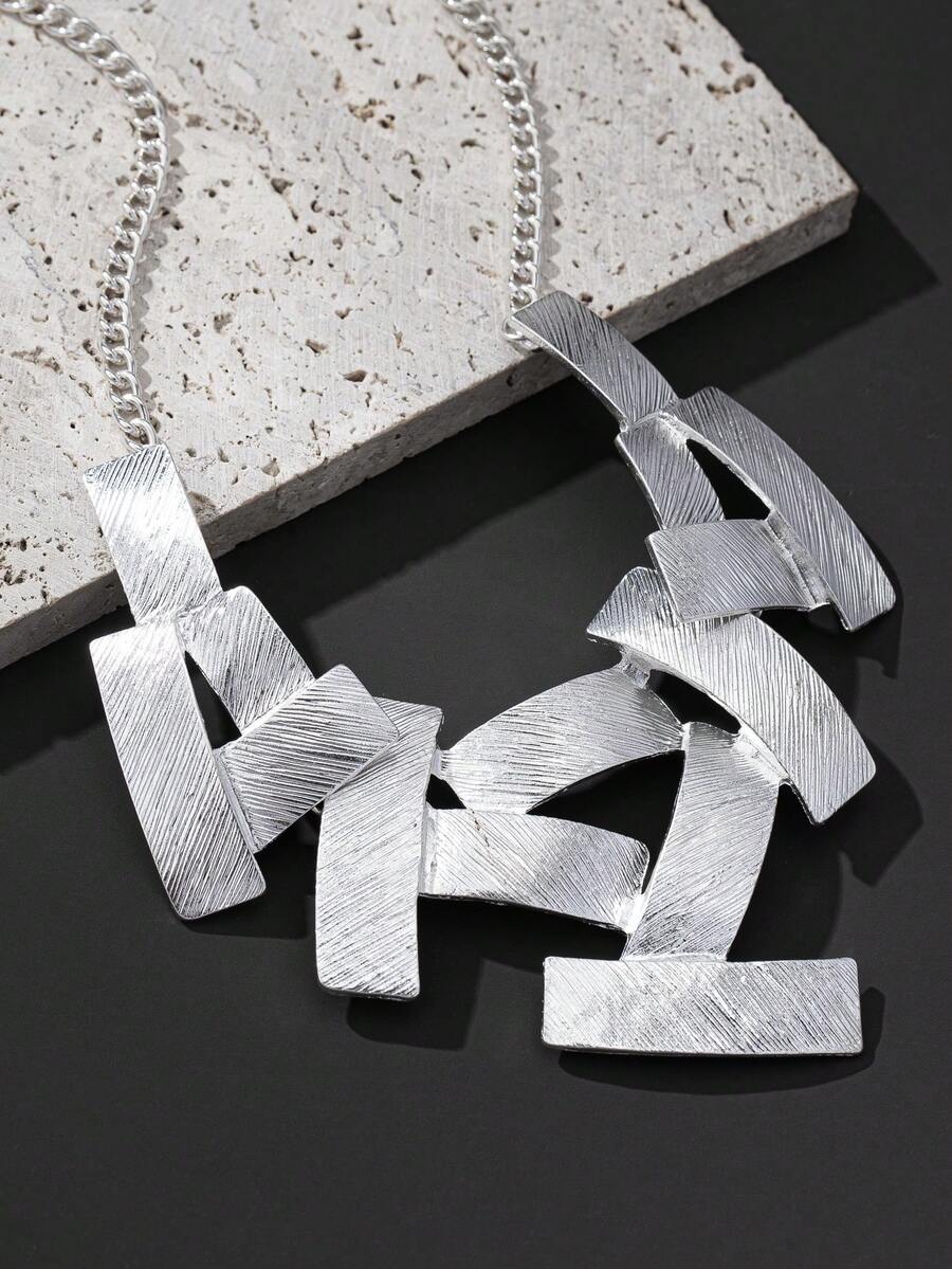 1件时尚夸张几何项链，适合女性日常及节日佩戴 - 槍黑色 - 查看 1