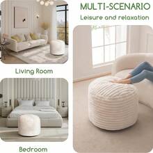 1 件装柔软灯芯绒脚凳套，高 15 英寸 x 直径 20 英寸 - 毛绒圆形蒲团套，适用于客厅/卧室，兼具保护和装饰功能。 - 米色 - 查看 7