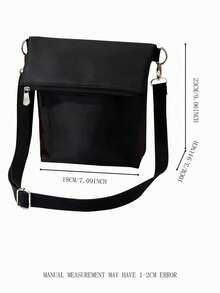 休闲翻盖斜挎包，商务通勤单肩包，轻便大容量男士旅行手提包 - 黑色 - 查看 4