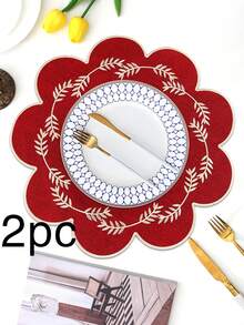 Bộ 1/2/4 tấm lót bàn bằng vải thêu, thích hợp trang trí bàn tiệc cưới, kiểu dáng tối giản thanh lịch phong cách Châu Âu, họa tiết sao và trăng. - Nhiều màu - Xem 16