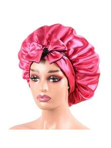 1pc Silk Sleep Cap, Satin Sleeping Hat, Suitable For Curly Hair, Soft & Comfortable, With Drawstring, Suitable For Long Hair,Summer,Beach - Brown - View 17