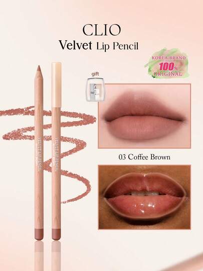 Clio 1.45g/0.05oz Velvet Lip Liner 03, Silky Velvet Matte Texture, Long-Lasting Lip Liner, Precise Application, Creates Fuller Lips, All-Day Wear Korean Makeup|K-Beauty